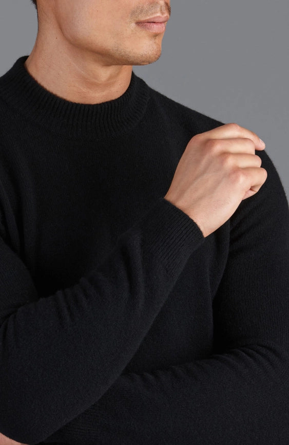 Mens Lambswool Narrow Mock Turtle Neck Jumper