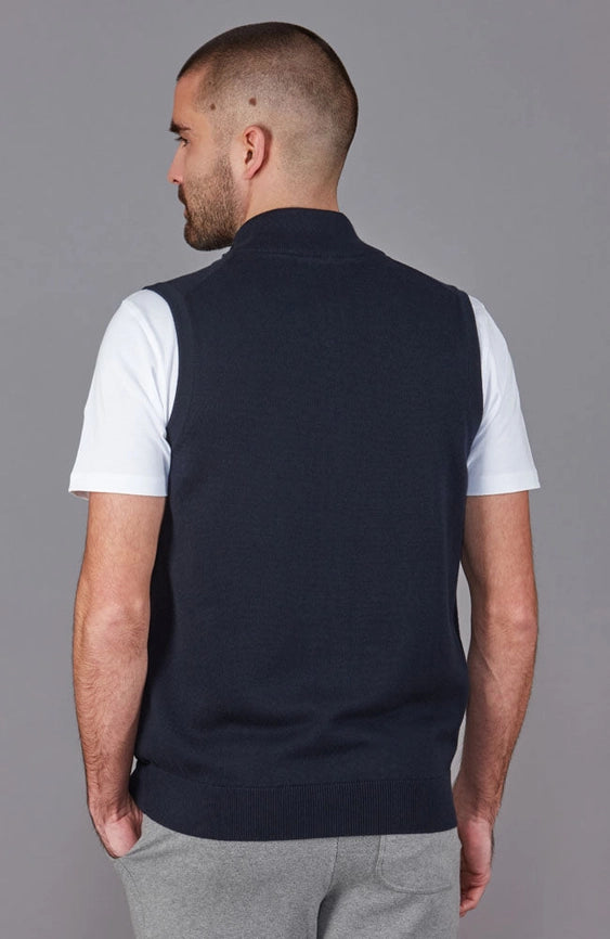 Mens Lightweight 100% Cotton Zip Through Gilet Navy