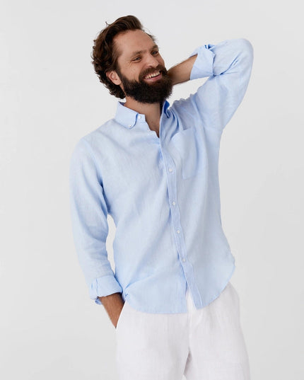 Men's Linen Shirt Perugia in Sky Blue