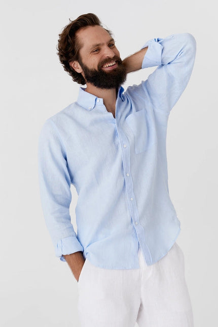 Men's Linen Shirt Perugia in Sky Blue