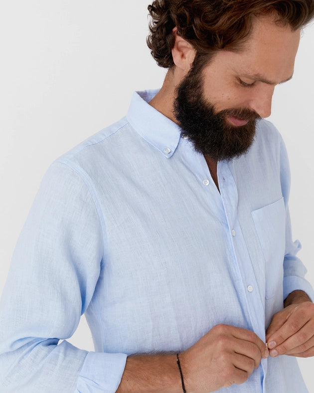 Men's Linen Shirt Perugia in Sky Blue