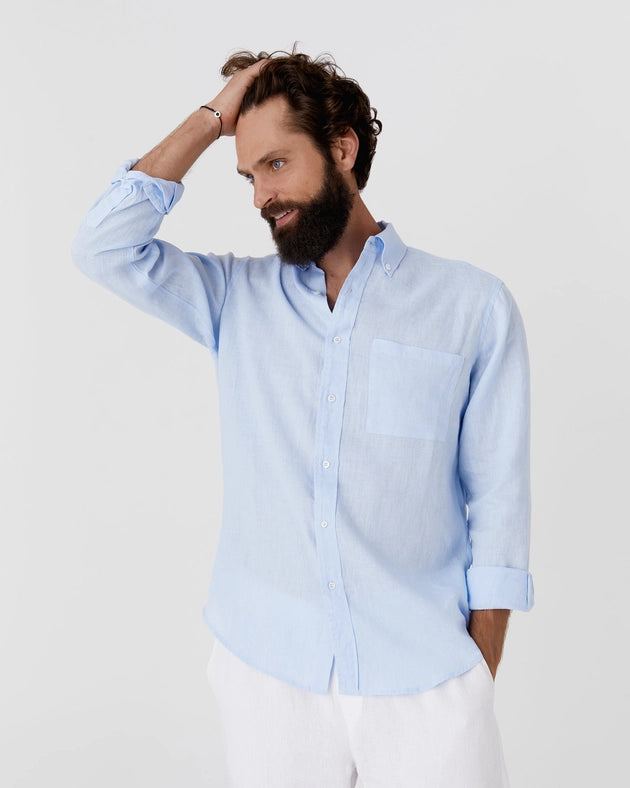 Men's Linen Shirt Perugia in Sky Blue