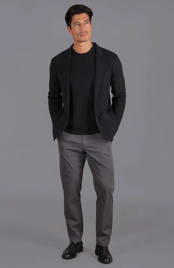 Mens Midweight Cotton Deconstructed Knitted Blazer Black