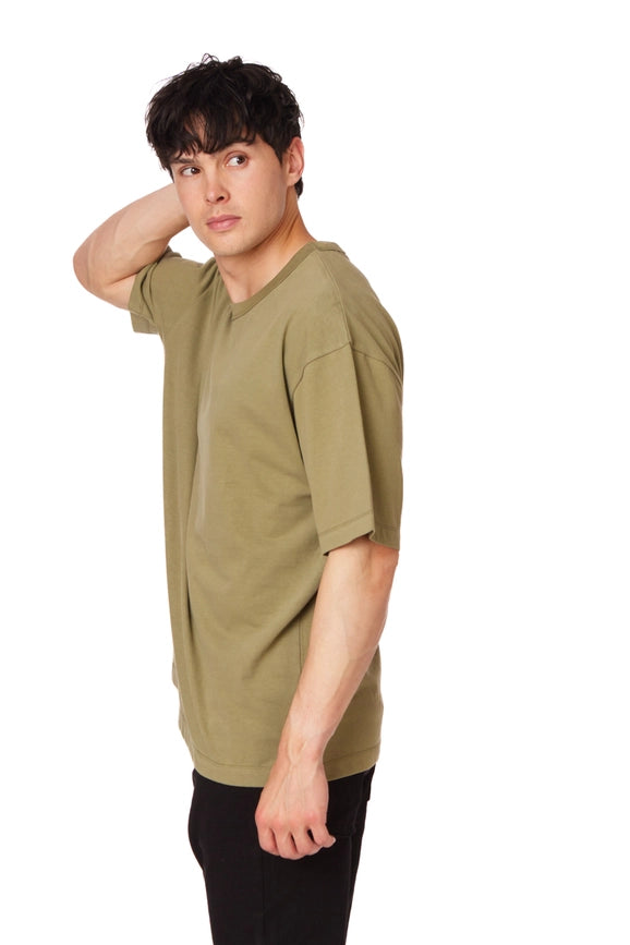 Men's Oversized Cotton Short Sleeve T-Shirt Olive