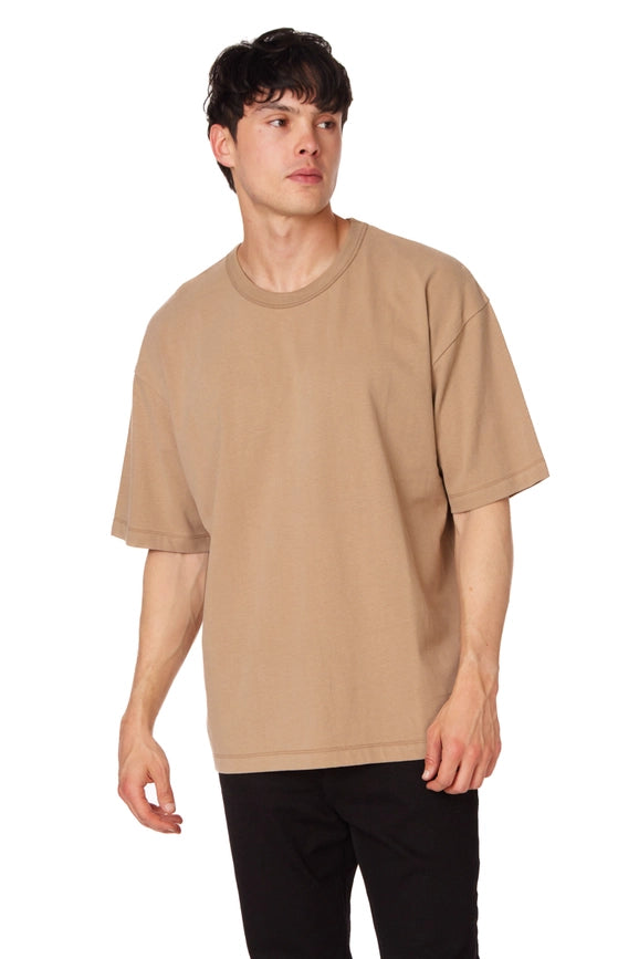 Men's Oversized Cotton Short Sleeve T-Shirt Sand