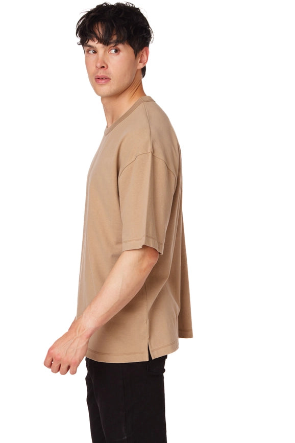 Men's Oversized Cotton Short Sleeve T-Shirt Sand