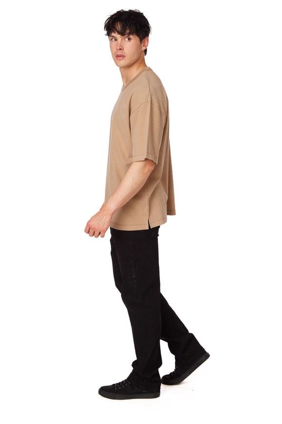 Men's Oversized Cotton Short Sleeve T-Shirt Sand