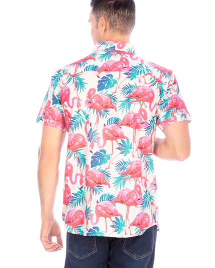 Men's Printed Woven Hawaii Floral Short Sleeve Cotton Shirt  (#234)