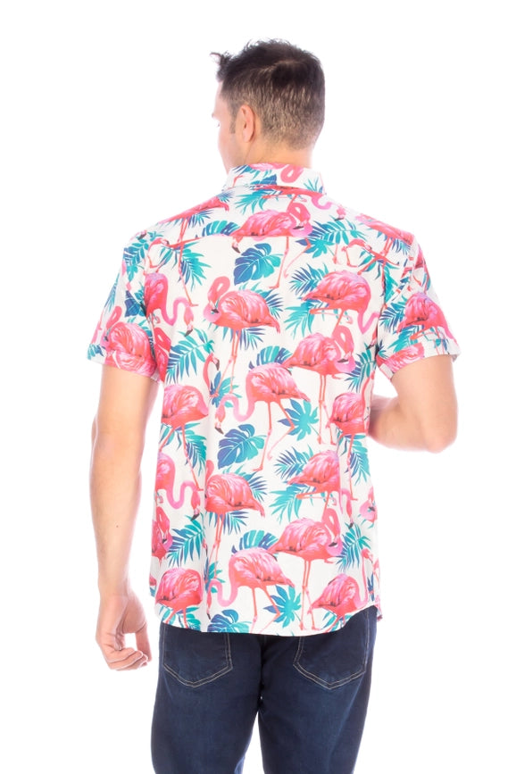 Men's Printed Woven Hawaii Floral Short Sleeve Cotton Shirt  (#234)