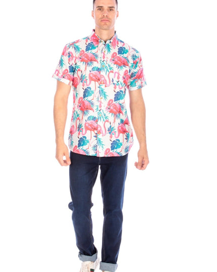 Men's Printed Woven Hawaii Floral Short Sleeve Cotton Shirt  (#234)