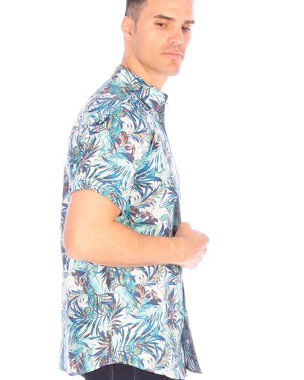 Men's Printed Woven Hawaii Floral Short Sleeve Cotton Shirt ( #240)