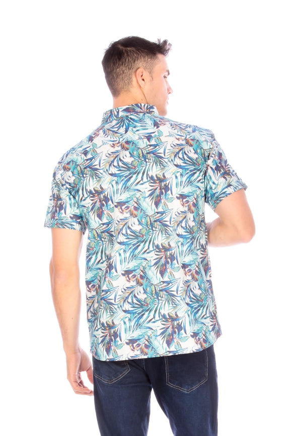 Men's Printed Woven Hawaii Floral Short Sleeve Cotton Shirt ( #240)