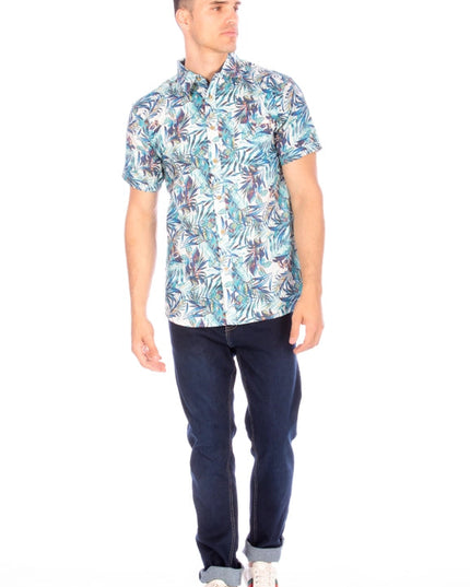 Men's Printed Woven Hawaii Floral Short Sleeve Cotton Shirt ( #240)