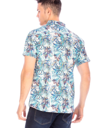 Men's Printed Woven Hawaii Floral Short Sleeve Cotton Shirt ( #240)