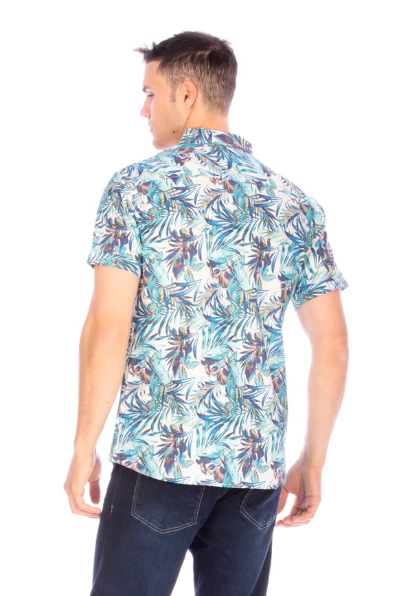 Men's Printed Woven Hawaii Floral Short Sleeve Cotton Shirt ( #240)