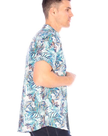 Men's Printed Woven Hawaii Floral Short Sleeve Cotton Shirt ( #240)