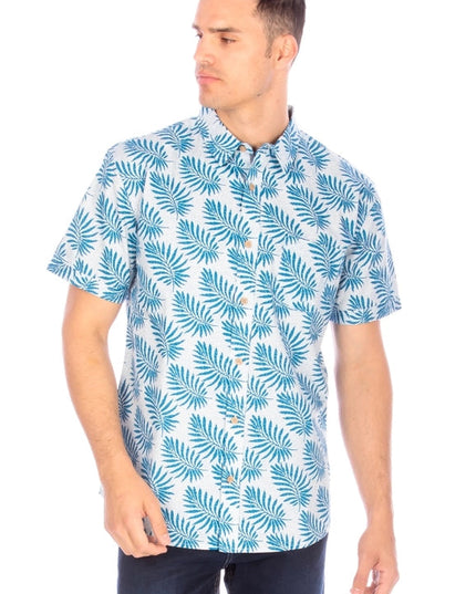 Men's Printed Woven Hawaii Floral Short Sleeve Cotton Shirt ( #55)