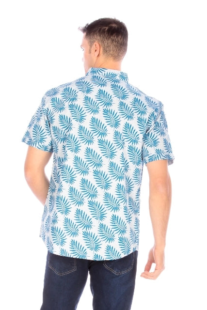 Men's Printed Woven Hawaii Floral Short Sleeve Cotton Shirt ( #55)