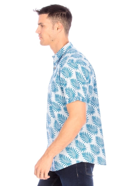 Men's Printed Woven Hawaii Floral Short Sleeve Cotton Shirt ( #55)