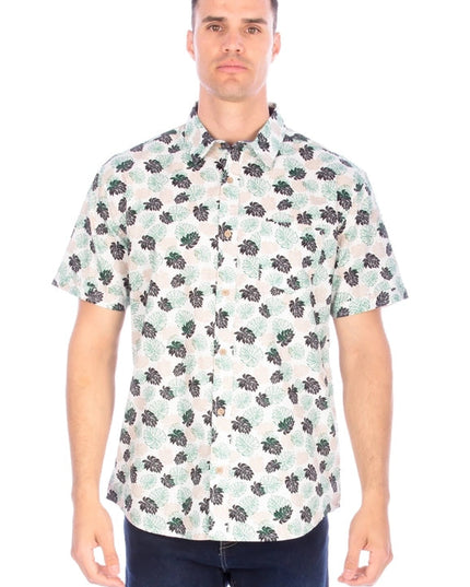 Men's Printed Woven Hawaii Floral Short Sleeve Cotton Shirt ( #61)