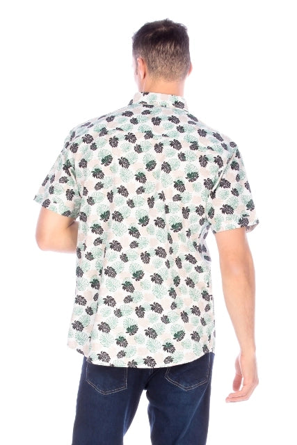 Men's Printed Woven Hawaii Floral Short Sleeve Cotton Shirt ( #61)