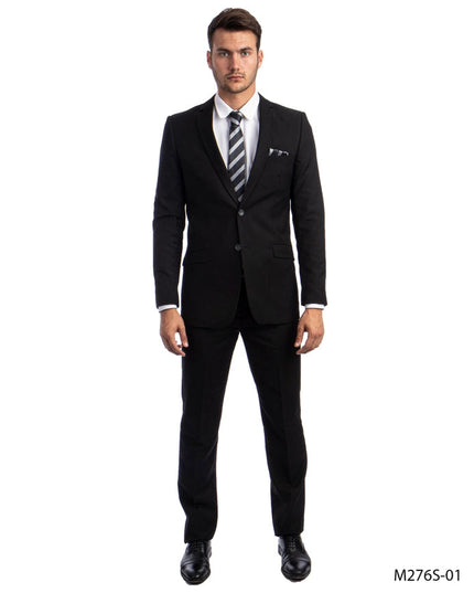 Mens Suit 2PC- Slim Fit Coat & Trousers, Black