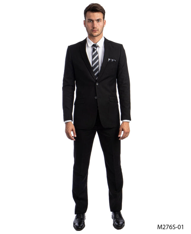 Mens Suit 2PC- Slim Fit Coat & Trousers, Black