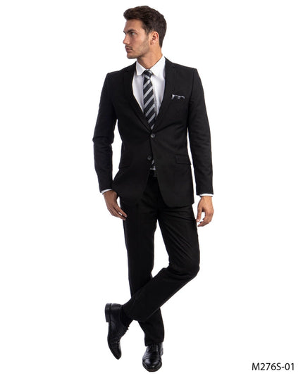 Mens Suit 2PC- Slim Fit Coat & Trousers, Black