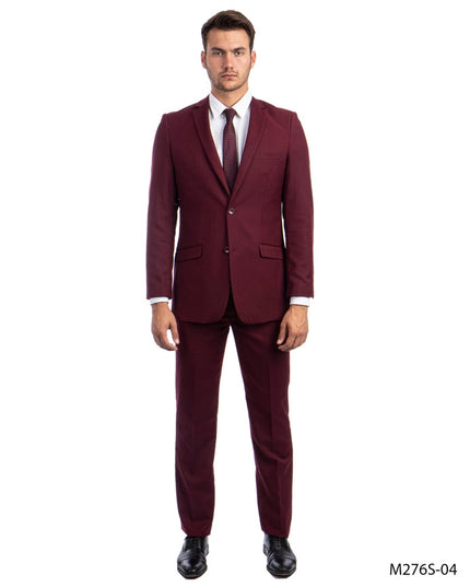 Mens Suit 2PC- Slim Fit Coat & Trousers, Burgundy