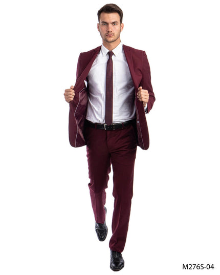 Mens Suit 2PC- Slim Fit Coat & Trousers, Burgundy