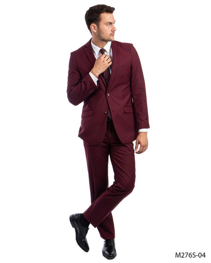 Mens Suit 2PC- Slim Fit Coat & Trousers, Burgundy