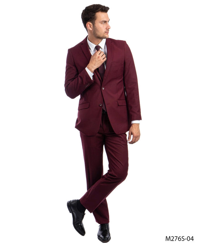 Mens Suit 2PC- Slim Fit Coat & Trousers, Burgundy