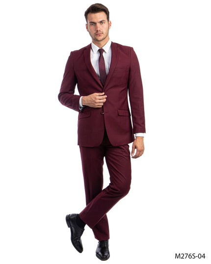 Mens Suit 2PC- Slim Fit Coat & Trousers, Burgundy