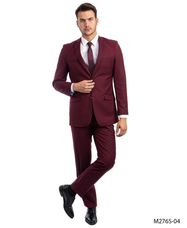 Mens Suit 2PC- Slim Fit Coat & Trousers, Burgundy