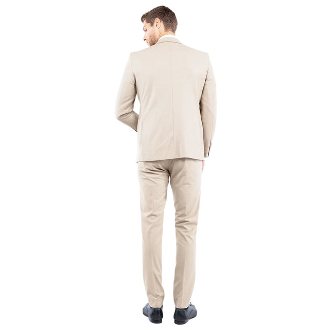 Mens Suit 4-Way Stretch 3pc w/ Expandable Waistband, Tan