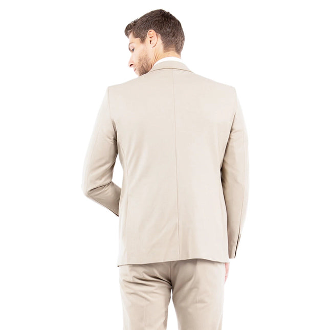 Mens Suit 4-Way Stretch 3pc w/ Expandable Waistband, Tan