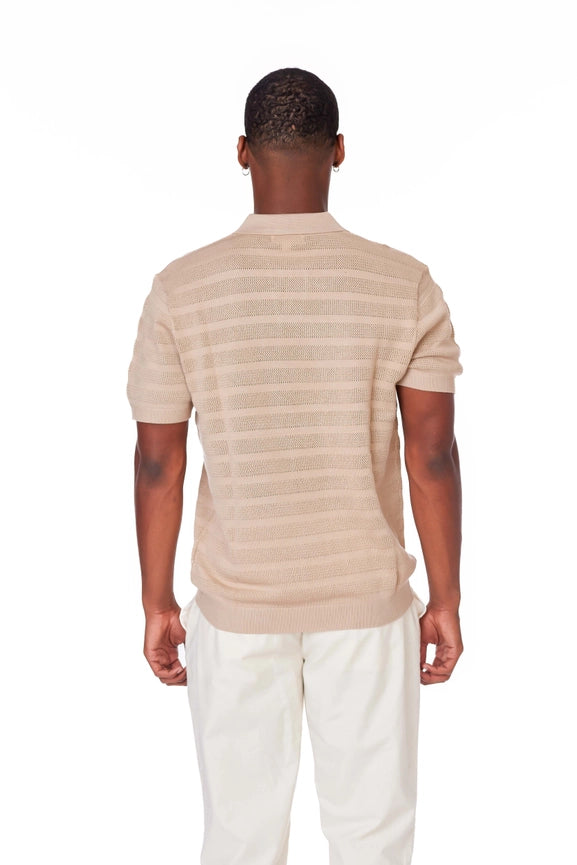 Men's Textured Polo Shirt  (KJ3472) (Cream)