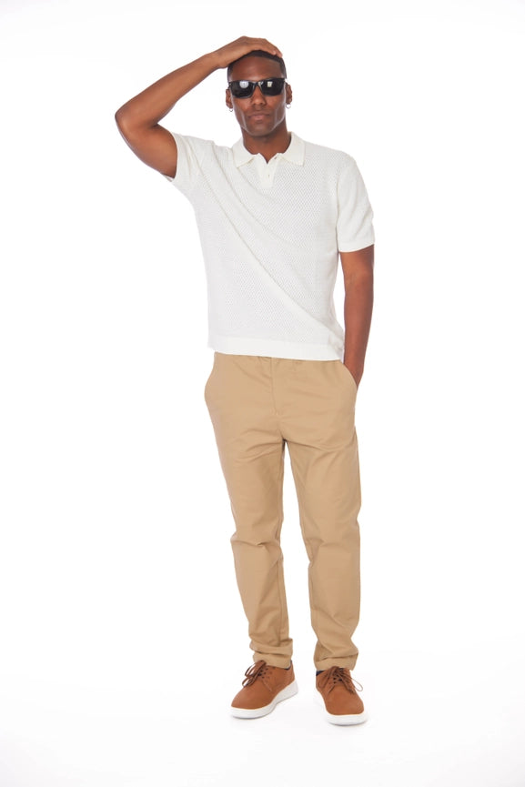 Men's Textured Polo Shirt  ( S2300102) (Beige)