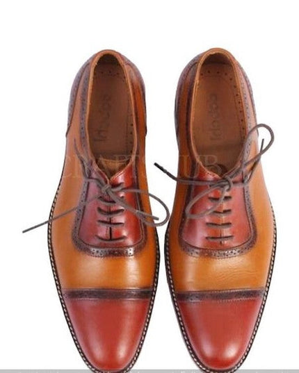 Men's Two Tone Brown Leather Oxford Shoes