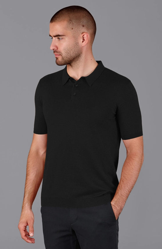 Mens Ultra Fine Cotton Short Sleeve Polo Shirt Black