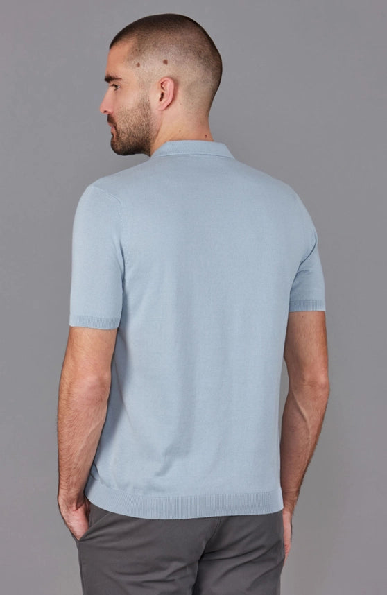 Mens Ultra Fine Cotton Short Sleeve Polo Shirt Chalk Blue