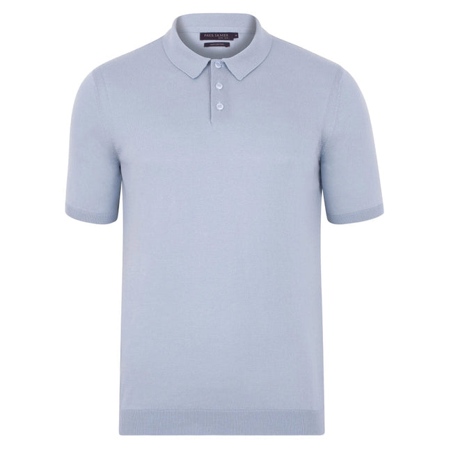 Mens Ultra Fine Cotton Short Sleeve Polo Shirt Chalk Blue