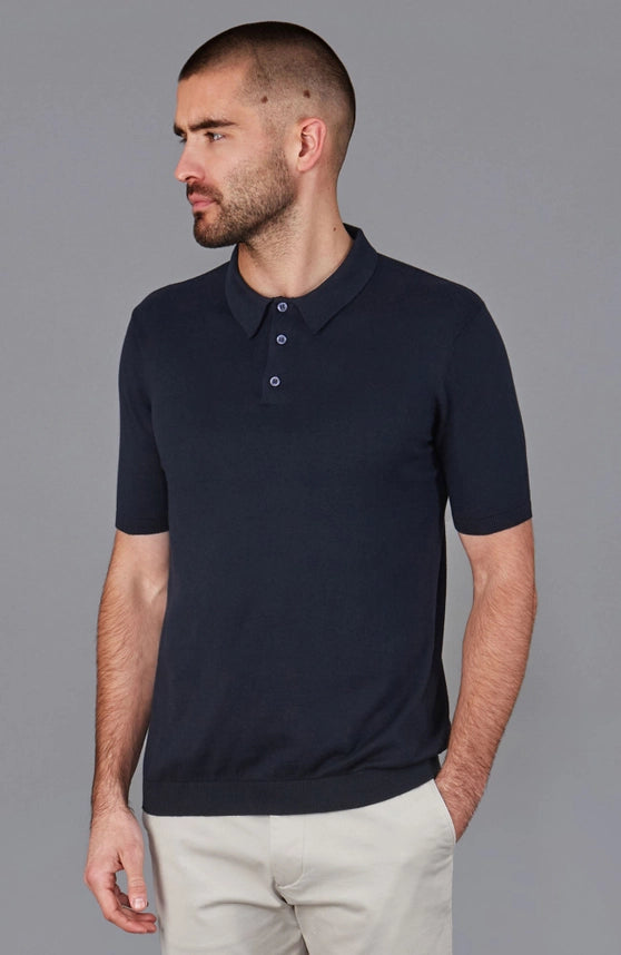 Mens Ultra Fine Cotton Short Sleeve Polo Shirt Navy