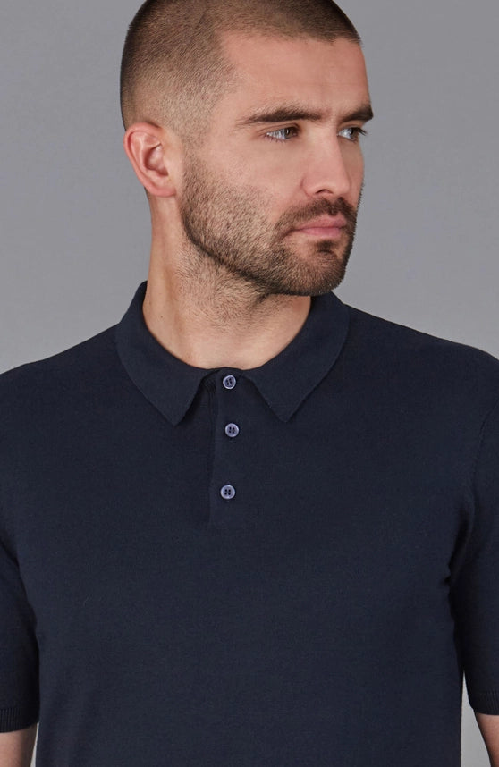 Mens Ultra Fine Cotton Short Sleeve Polo Shirt Navy