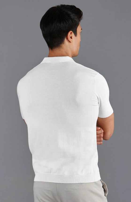 Mens Ultra Fine Cotton Short Sleeve Polo Shirt White