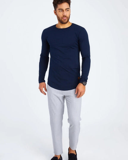 Men's V-Neck Longsleeve Dark blue