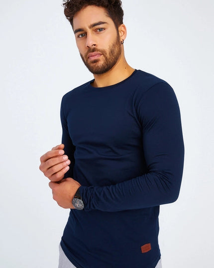 Men's V-Neck Longsleeve Dark blue