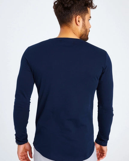 Men's V-Neck Longsleeve Dark blue