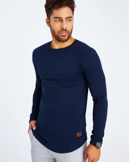 Men's V-Neck Longsleeve Dark blue