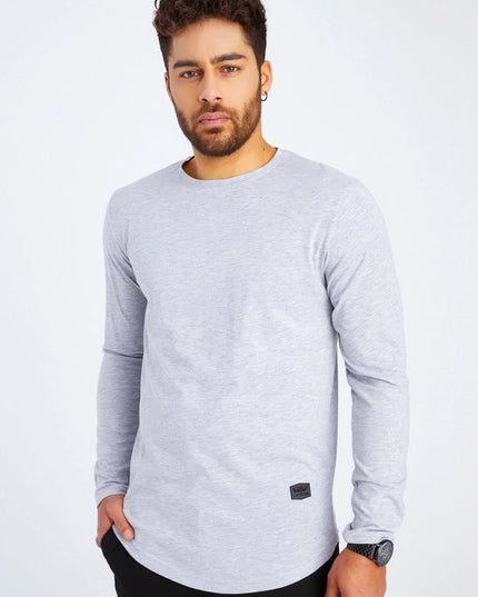 Men's V-Neck Longsleeve Grey melange